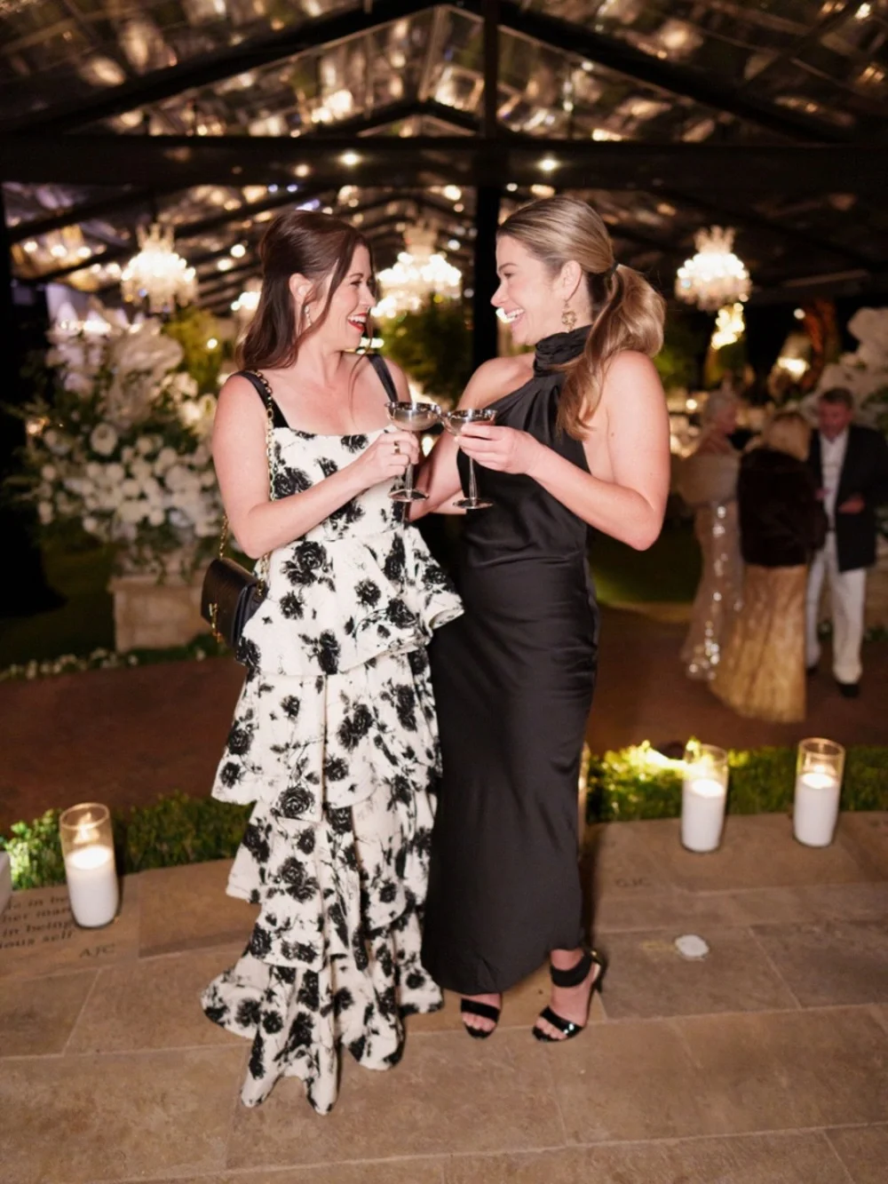 Mac Duggal | Dresses | Mac Duggal Black And White Floral Boucle Tiered ...